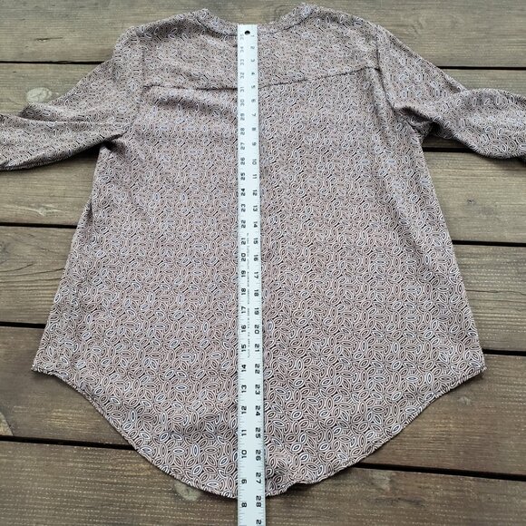 Dana Buchman Henley Blouse Geometric Print Tunic Top Medium - Picture 7 of 8